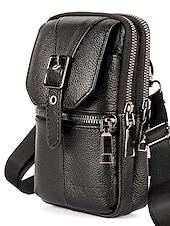 billiga Herrväskor-Herr Crossbody-väska Axelväska Bältesväska Kohud Dagligen Utomhus Dragkedja Stor kapacitet Vattentät Lättvikt Ensfärgat Rödbrun Brunaktig gul Svart