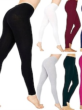 ieftine Jambiere simple-Pentru femei Jambiere Colanți confortabili Activ Modă Atletic Lungime totală Talie medie Simplu Talie elastică Respirabilitate Απαλό Comfortabil Micro-elastic Zilnic Yoga sportiv Negru Alb Roșu Vin