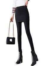 economico Leggings semplici-Per donna Ghette Di tendenza Streetwear Lunghezza intera Vita alta Liscio 2 in 1 Taglio alto Tenere al caldo Morbido Comodo Media elasticità Esterno Strada Giornaliero Grigio chiaro Grigio scuro Nero
