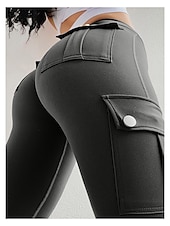 economico Pantaloni skinny da donna-Per donna Collant Collant Lunghezza intera Tinta unita Tasche multiple Sollevamento dei glutei All&#039;aperto Elasticizzato Athleisure Nero Verde Grigio scuro
