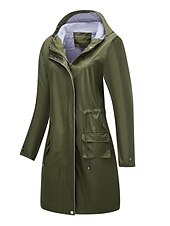 billiga hoodie jacka-Dam Trenchcoat Utomhus Gata Dagligen Höst Vinter Lång Täcka Normal Regnsäker Håller värmen Andningsfunktion Stylish Nutida Ledigt Jacka Långärmad Slät Snörning Med fickor Svart Gul Vin