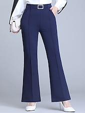 preiswerte Anzughosen für Damen-Damen-Arbeitshose, lange Hose, mikroelastisch, hohe Taille, modisch, Streetwear, Alltag, Marineblau, Schwarz, S, M, Herbst, Winter