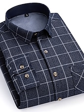 preiswerte Herren-Oberhemden-Herren Oberhemd Kariertes Hemd trachtenhemd Kragenhemd Fleece-Shirt Knopfhemd Overshirt Plaid / Karomuster Hochzeit Party A B C D Langarm Quadratischer Ausschnitt Winter Bekleidung Warm
