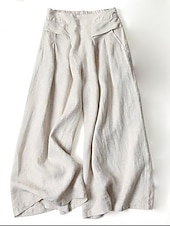 abordables jambe large et taille haute-Femme Normal Ample Classique Fluide Toute la longueur Taille moyenne Pantalon de Yoga Fluide Classique Basique Non Elastique Casual Usage quotidien Noir Blanche Jaune bleu marine Automne Hiver Ample