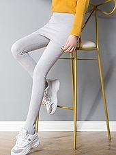 economico Leggings semplici-Per donna Ghette Di tendenza Streetwear Lunghezza intera Vita alta Liscio 2 in 1 Taglio alto Tenere al caldo Morbido Comodo Media elasticità Esterno Strada Giornaliero Grigio chiaro Grigio scuro Nero