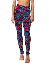 cheap Graphic Leggings-Women&#039;s Leggings Active Fashion Full Length High Waist Leopard Gradient Snake Print Elastic Waist Print Breathable Soft Comfortable Micro-elastic Outdoor Vacation Home Leopard Print 0358 blue and