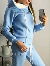 abordables Chándal de mujer-Mujer Pijamas Conjuntos Cálido Moda Felpa Color puro Sudadera Pantalón Hogar Diario Cama Manga Larga Sudadera Negro Rosa Azul Piscina Gris Claro Otoño Invierno