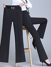 preiswerte Anzughosen für Damen-Damen-Arbeitshose, lange Hose, mikroelastisch, hohe Taille, modisch, Streetwear, Alltag, Marineblau, Schwarz, S, M, Herbst, Winter