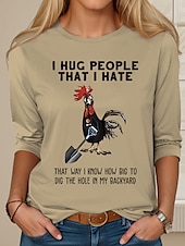 voordelige Humor &amp; Citaten thee-Dames T-shirt dier Hond Brief Modieus Grappig Korte mouw Ronde hals Normale tops Dagelijks Weekend Afdrukken Wit Licht Bruin Paars Khaki Zomer