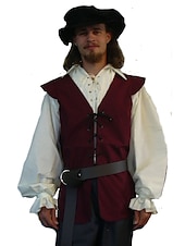 billige Topper-Kostymer i middelalderstil Renessanse سترة Pirat Knekt Viking Kostyme Herre Viking Pirat Halloween Karneval Ytelse LARP Ren Faire Voksne Vest