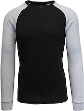 preiswerte Basic-T-Shirts-Herren T Shirt T-Shirt Langarmshirt Langarm Rundhalsausschnitt Herbst Winter Farbblock Raglanärmel Mode Designer Basic Patchwork Urlaub Straße Ausgehen Dunkelrot Schwarz Weiß Top T-Shirt für Herren