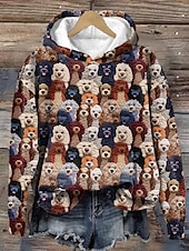 preiswerte Hoodies &amp;amp; Sweatshirts-Damen Kapuzenpullover Sweatshirt Pullover Hund Casual Sport Print Sportbekleidung Lustige Kapuzenjacke Langarmshirt Mikroelastisch Herbst&amp;amp;Winterkomfort, atmungsaktives, weiches Gewebe