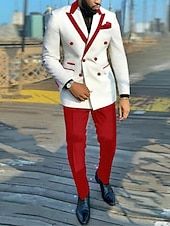 economico Festa di vacanza-Uomo Smoking Completi Feste Nero Rosa Primavera, Autunno, Inverno, Estate Tuta A lancia Tinta unita Vestibilità su misura 2 pezzi Doppiopetto a sei bottoni