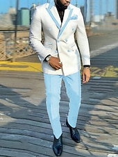 economico Festa di vacanza-Uomo Smoking Completi Feste Nero Rosa Primavera, Autunno, Inverno, Estate Tuta A lancia Tinta unita Vestibilità su misura 2 pezzi Doppiopetto a sei bottoni