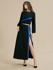 levne Women&#039;s Sets-Barevná ležérní sukně s kulatým výstřihem