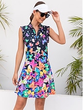 cheap Golf Dresses-Women&#039;s Golf Dress Navy Blue Sleeveless Sun Protection Tennis Outfit Butterfly Ladies Golf Attire Clothes Outfits Wear Apparel