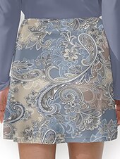 cheap Women's Golf Clothing-Women's Tennis Skirts Golf Skirts 16inch Pickleball Denim Blue Pink Blue Sun Protection Tennis Clothing Floral Ladies Golf Attire Clothes Outfits Wear Apparel