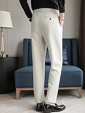 cheap Slim-Men&#039;s Dress Pants Trousers Slacks Suit Pants Buttons Front Pocket Straight Leg Plain Comfort Breathable Business Daily Holiday Fashion Chic &amp; Modern Black Khaki