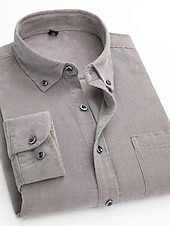 preiswerte Flanellhemden-Herren Hemd Cord Hemd Hemdjacke Overshirt Glatt Outdoor Freizeitskleidung Hellblau Gelb Rote Marineblau Langarm Kargen Frühling &amp; Herbst Bekleidung Vordertasche