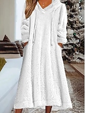 cheap Women&#039;s Nightgowns &amp; Sleepshirts-Women&#039;s Loungewear Nightshirt Dress Pure Color Casual Comfort Soft Home Daily Going out Coral Fleece Coral Velvet Warm Hoodie Long Sleeve Fall Winter Home Outfits