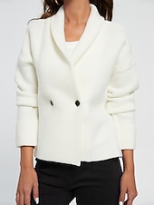 abordables cárdigans de mujer-camisa de chaqueta de suéter sólido de punto acanalado acrílico