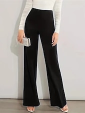 billige kjolebukser for kvinner-Dame Dressbukser Bukser Rett Elegant Mote Gatemote Full lengde Høy Midje عادي Høyt snitt Rett ben Pusteevne Myk Bekvem Mikroelastisk Arbeid Gate Virksomhet Svart Kongeblå Vinter Høst