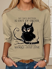 voordelige Humor &amp; Citaten thee-Dames T-shirt dier Hond Brief Modieus Grappig Korte mouw Ronde hals Normale tops Dagelijks Weekend Afdrukken Wit Licht Bruin Paars Khaki Zomer