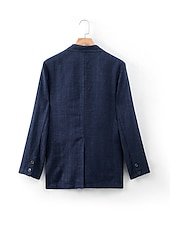 billige luksus blazer i lin-100% Lin Herre Blazer i lin Blazer Virksomhet Formell kveld Bryllupsfest Mote Fritid Vår &amp; Vinter عادي Lomme Fritid / hverdag Enkeltkneppet Blazer Svart Mørkeblå