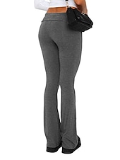 ieftine Jambiere simple-Pentru femei Clopot de jos Pantaloni Activ Modă Șic Stradă Lungime totală Talie Joasă Simplu Respirabilitate Απαλό Comfortabil Micro-elastic În aer liber Stradă Zilnic Gri Deschis Gri Închis Roz