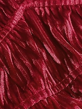 abordables vestido de fiesta-Vestido midi de terciopelo con escote en V fruncido