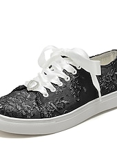 preiswerte Braut-Braut-Spitzen-Hochzeits-Sneaker – elegante elfenbeinfarbene Low-Top-Sneaker mit Satinband-Schnürsenkeln und Strass-Details für Bräute und besondere Anlässe