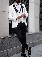 abordables Trajes de Regreso-Trajes de boda para hombres Trajes de fiesta Amarillo claro Blanco Verano Sólido Ajuste personalizado 2 piezas Con un solo botón.