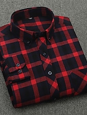 halpa miesten napillinen paita-Miesten Paita Rento paita Tarkista paita Button Up paita Ruutu / skotti ulko- Arki-asut Rubiini Sininen Ruskea Tumman sininen Pitkähihainen Kauluskäänne Syystalvi Vaatetus Edessä tasku