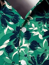 abordables Motif de plantes-Homme Floral Chemise Chemise boutonnée manche longue Décontractées Usage quotidien Sortie Automne hiver Col rabattu Imprimer Bouton bas Noir Vert