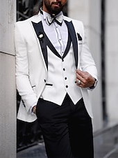 abordables Trajes de Regreso-Trajes de boda para hombres Trajes de fiesta Amarillo claro Blanco Verano Sólido Ajuste personalizado 2 piezas Con un solo botón.