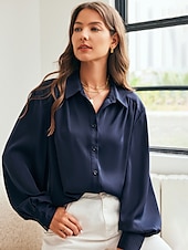 economico camicie, top e camicette-camicetta elegante in raso alla moda