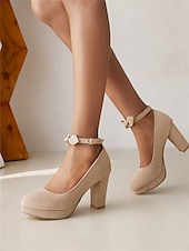 abordables Talons Plateforme-Femme Chaussures à Talons Chaussures habillées Soirée du quotidien Couleur unie Couleur Pleine Noeud Boucle Talon Bottier Bout rond Elégant Le style mignon Décontractées Daim Lanière de cheville Noir