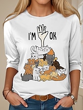 voordelige Humor &amp; Citaten thee-Dames T-shirt dier Hond Brief Modieus Grappig Korte mouw Ronde hals Normale tops Dagelijks Weekend Afdrukken Wit Licht Bruin Paars Khaki Zomer