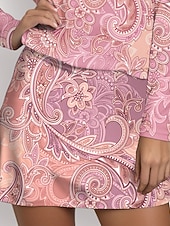 cheap Women's Golf Clothing-Women's Tennis Skirts Golf Skirts 16inch Pickleball Denim Blue Pink Blue Sun Protection Tennis Clothing Floral Ladies Golf Attire Clothes Outfits Wear Apparel