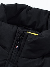 tanie Puchówki i parki męskie-Męskie Płaszcz zimowy Kurtka zimowa kurtka puchowa Zamek Kieszeń Poliester Kieszonki Na zewnątrz Randka Codzienne Regularny Moda Codzienny Keep Warm Odporność na wiatr Zima Równina Czarny Biały