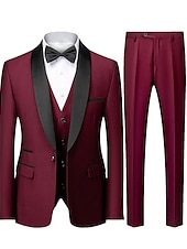abordables Costumes de Retour-Pour des hommes Soirée Bal de promo Smoking Gris foncé Noir Texturé Coupe sur mesure 3 pièces Simple boutonnage un bouton