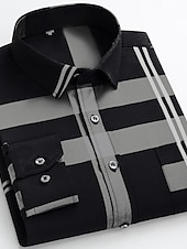 voordelige Overhemden voor heren-Voor heren Overhemd Strijkvrij overhemd Bruiloft Werk Zwart / Rood Zwart / Grijs Zwart Wit Lange mouw Vierkante hals Zomer Kleding Afdrukken