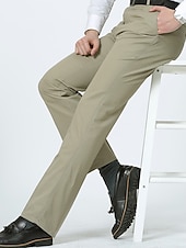 economico Chino-Per uomo Laurea Pantaloni Chinos Pantaloni chino Tasca Gamba Dritta Semplice Comodità Traspirante All&#039;aperto Quotidiano Uscire Moda Casual Cáqui Escuro Nero