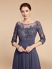 Недорогие Длина пола-ts А-силуэт платье для матери невесты элегантный V-образный вырез длиной до пола шифоновое кружево рукав 3/4 с оборками аппликации 2024 свободный индивидуальный размер