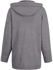 cheap Cardigans &amp; Outerwears-Women&#039;s Cardigan Sweater Basic Casual Soft Solid Color Maillard Chunky Open Front Buttons Knitted Long Sleeve Long Tops Knit Daily Weekend Black Gray Fall Winter