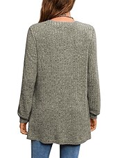 preiswerte Damen Einfache Oberteile-Damen Hemd Bluse Mode Tasche Langarm Lange Tops V-Ausschnitt Casual Schwarz Rosa Armeegrün Rot Staubblau Frühling&amp;amp;  fallen