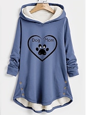 economico Umor e Citazioni Tops-felpa con cappuccio da donna pullover foderato in pile grafico casual sportivo stampa caldo abbigliamento sportivo comodo vestibilità ampia felpa con cappuccio manica lunga top microelastico