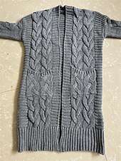 baratos Cardigãs e agasalhos-Mulheres Carregam Moda Roupa de rua Casual Côr Sólida Cabo Com Capuz Bolsos Tricotado Manga Longa Tops regulares Tricotar Ao ar livre Diário Para Noite Vinho Verde Tropa Outono Inverno