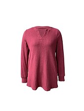preiswerte Damen Einfache Oberteile-Damen Hemd Bluse Mode Tasche Langarm Lange Tops V-Ausschnitt Casual Schwarz Rosa Armeegrün Rot Staubblau Frühling&amp;amp;  fallen