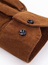preiswerte Flanellhemden-Herren Hemd Cord Hemd Hemdjacke Overshirt Glatt Outdoor Freizeitskleidung Hellblau Gelb Rote Marineblau Langarm Kargen Frühling &amp; Herbst Bekleidung Vordertasche